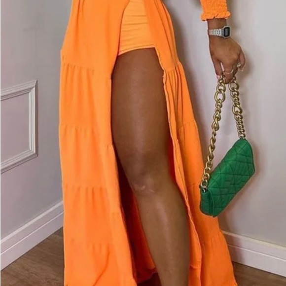 Sunset Beach Classy Off Shoulder Top Plunging Slit Maxi Skirt Sexy Under Shorts - Picture 4 of 4